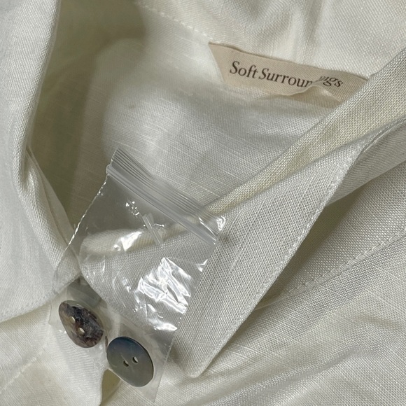 Soft Surroundings Sally Linen Blend White Button Up Shirt Size Medium NEW - Picture 4 of 5